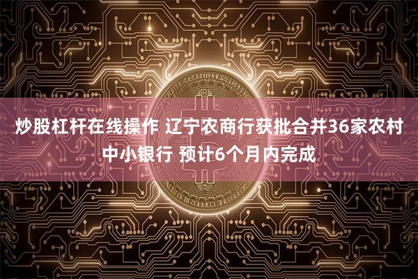 炒股杠杆在线操作 辽宁农商行获批合并36家农村中小银行 预计6个月内完成