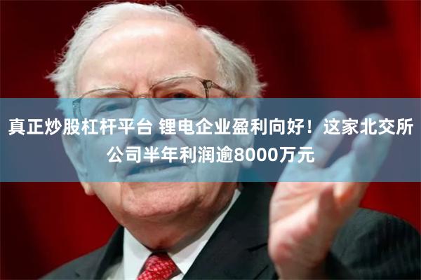 真正炒股杠杆平台 锂电企业盈利向好！这家北交所公司半年利润逾8000万元